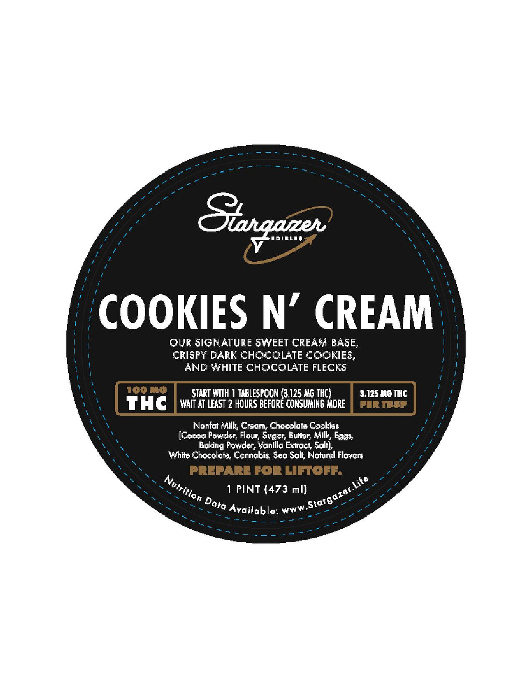 Stargazer Cookies & Cream Ice Cream Pint 100mg